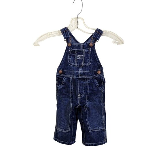 OshKosh B'Gosh Vestbak Denim Overalls 6 Months Infant Unisex Blue Denim - Picture 1 of 6